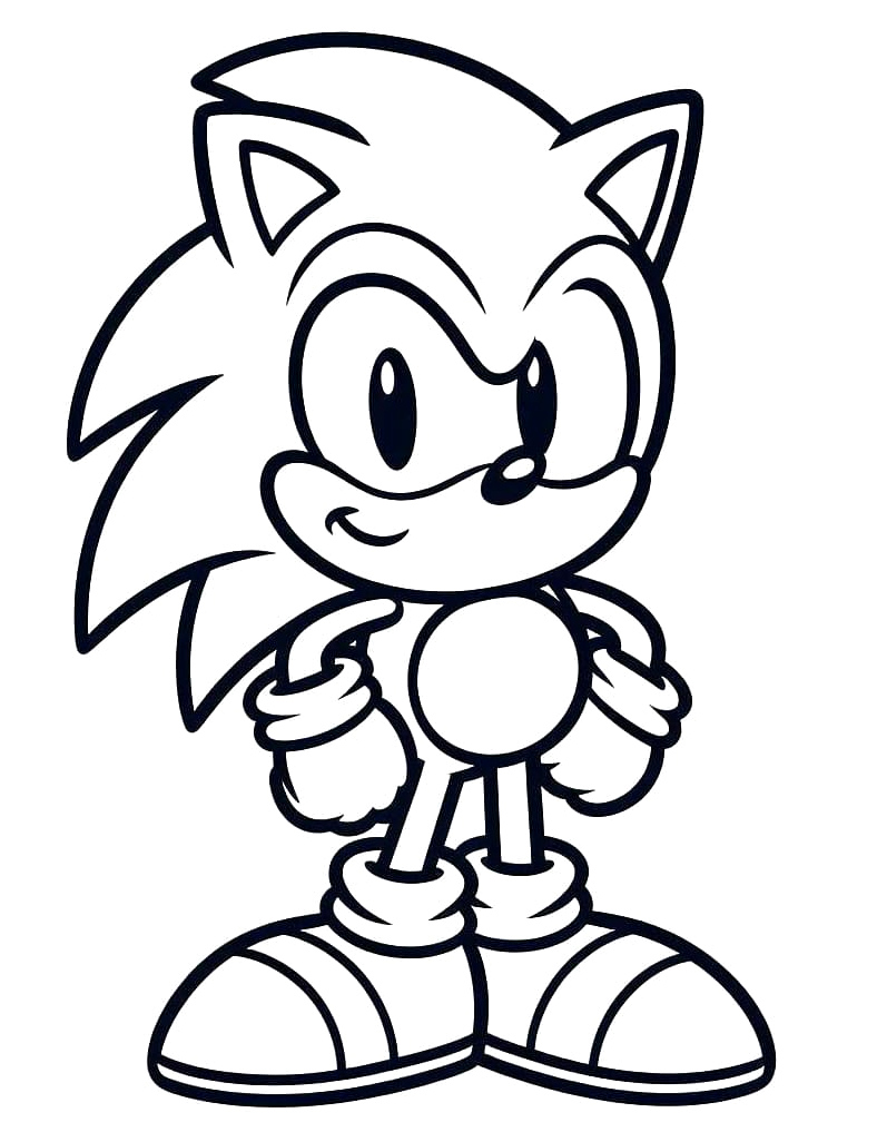Cute Sonic the Hedgehog Coloring Page