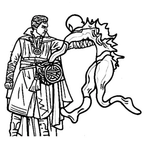 Battle Between Doctor Strange and Spiderman Coloring Page