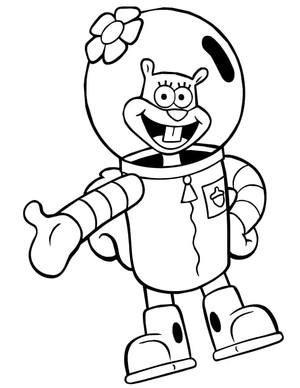 Sandy Cheeks from SpongeBob SquarePants Coloring Page