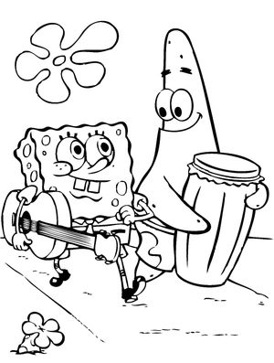 SpongeBob and Patrick Star Coloring Page