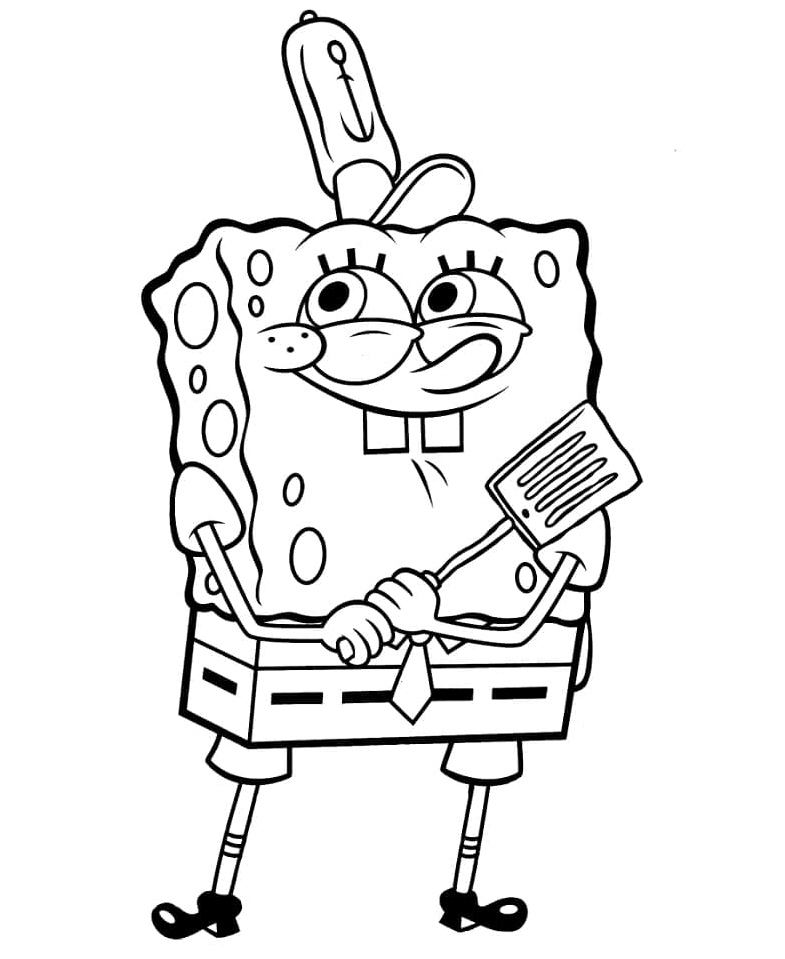 SpongeBob Printable with a Happy Theme Coloring Page