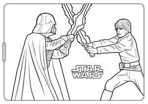 Darth Vader and Luke Skywalker Face Off Coloring Page