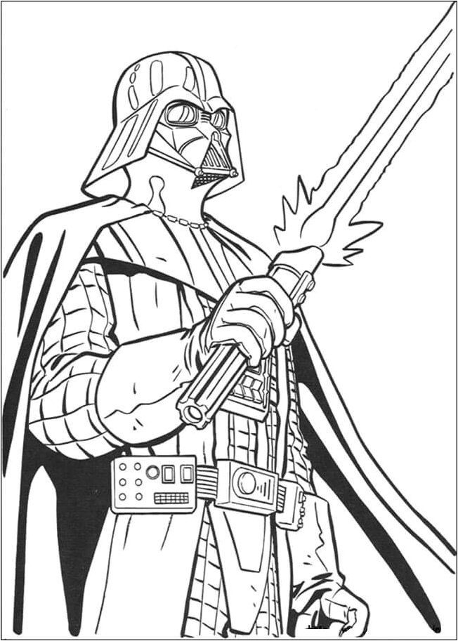 Darth Vader wielding a Lightsaber Coloring Page