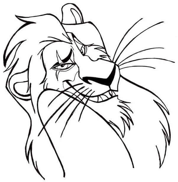 Scar, the Disney Super Villain Coloring Page