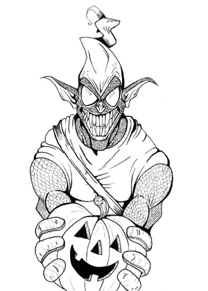 Wild Green Goblin Coloring Page