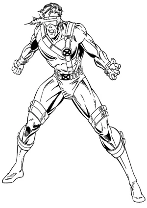 Cyclops emits powerful rays of force from his eyes Coloring Page