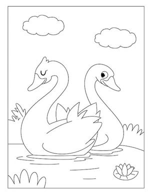 Adorable Swan Pair Coloring Page