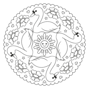 Mandala of Four Swans