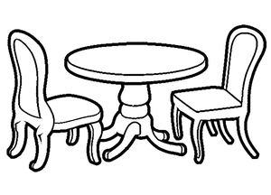 Coloring Page of a Table and Chairs