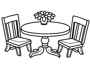 Free Table and Chairs Coloring Sheet