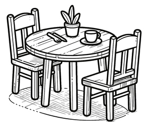 Table and Chairs Coloring Page