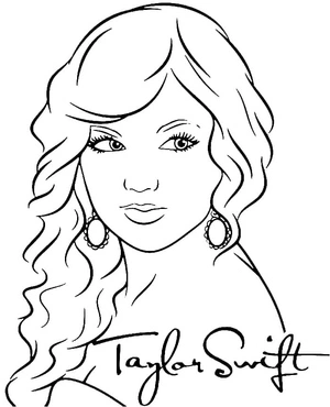 American pop singer Taylor Swift Coloring Page