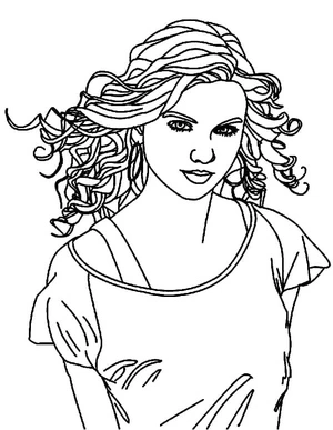 Taylor Swift, the renowned American singer Coloring Page