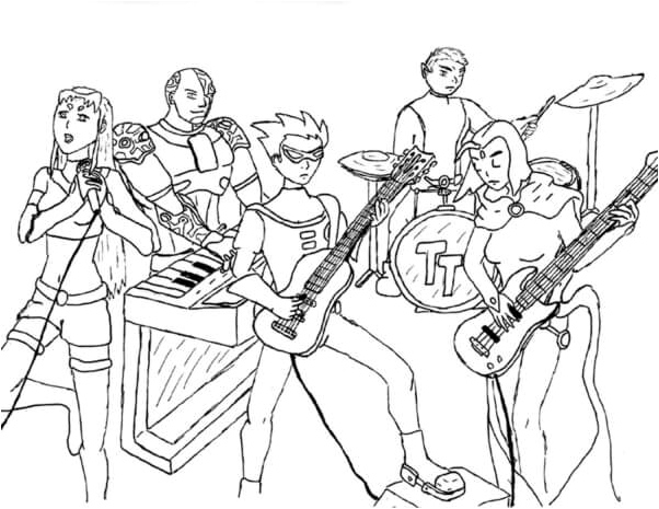 Playing musical instruments doesn't require super abilities. Coloring Page