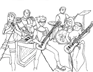 Playing musical instruments doesn't require super abilities. Coloring Page