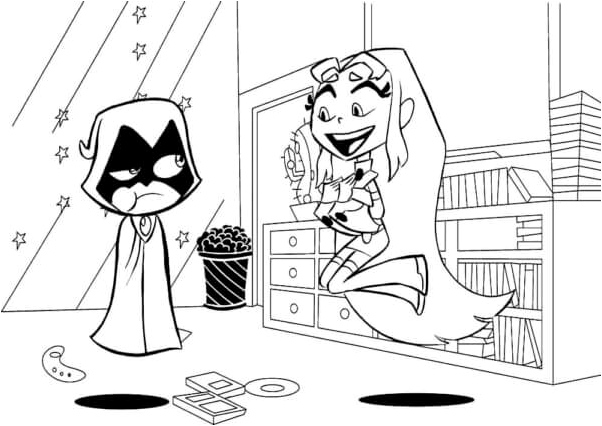 Starfire leaping for joy Coloring Page