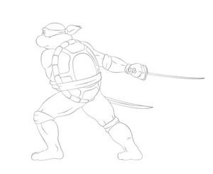 Leo Swinging His Katanas Coloring Page