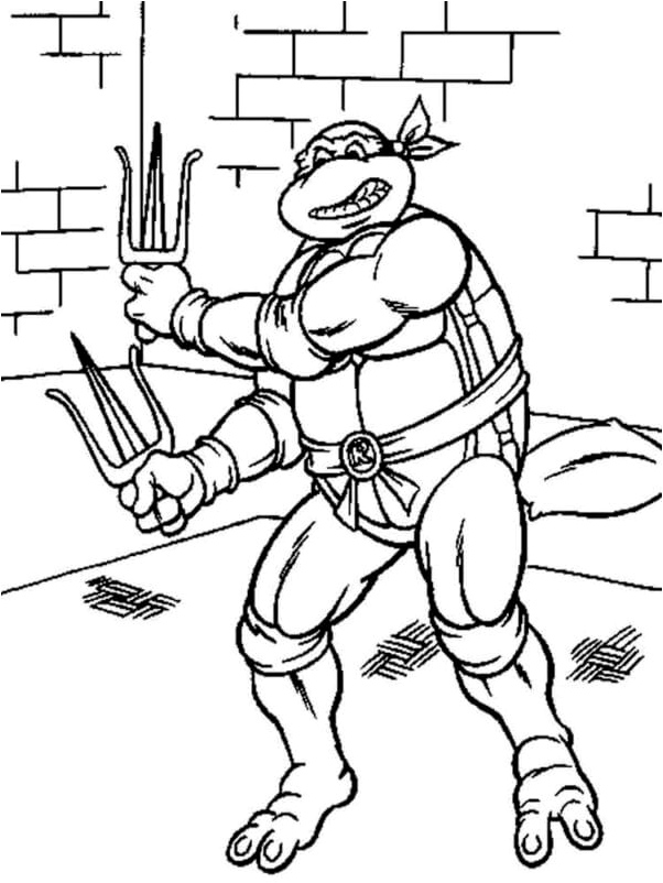 Rafael Swings His Sharp Daggers, A Coloring Page Coloring Page