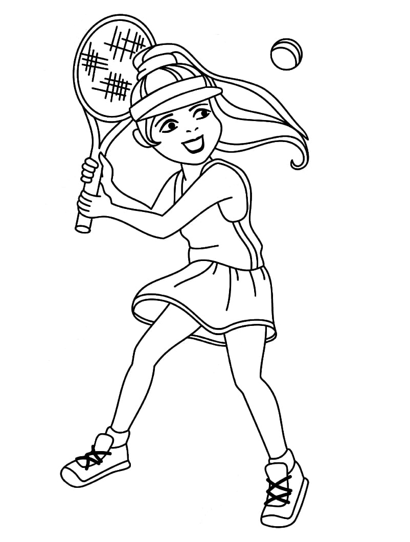 Tennis Champ Girl Coloring Page