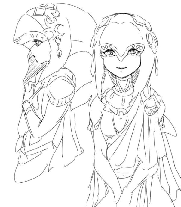 Elven with Pointed Ears Coloring Page