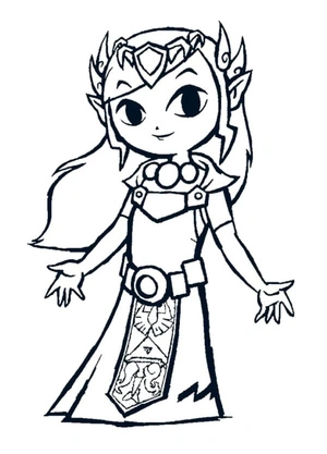 Princess Zelda, the Kind and Benevolent Coloring Page