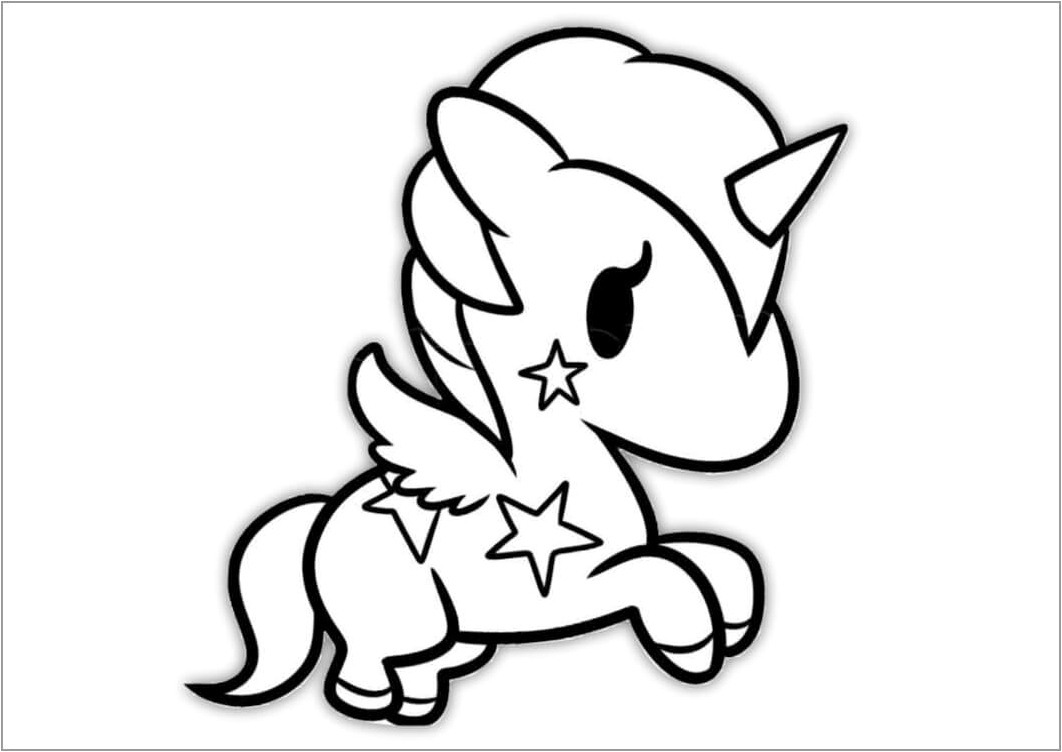 Adorable Unicorn Coloring Page