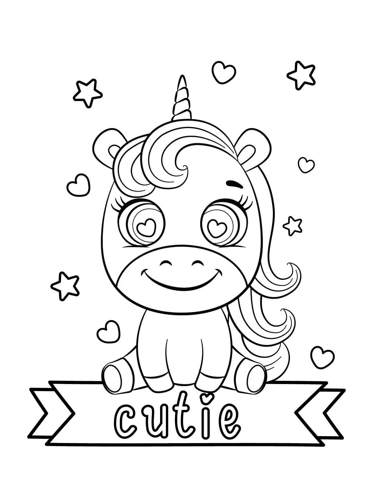 An Adorable Unicorn Coloring Page
