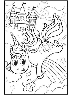 Unicorn Soaring from the Heavenly Clouds