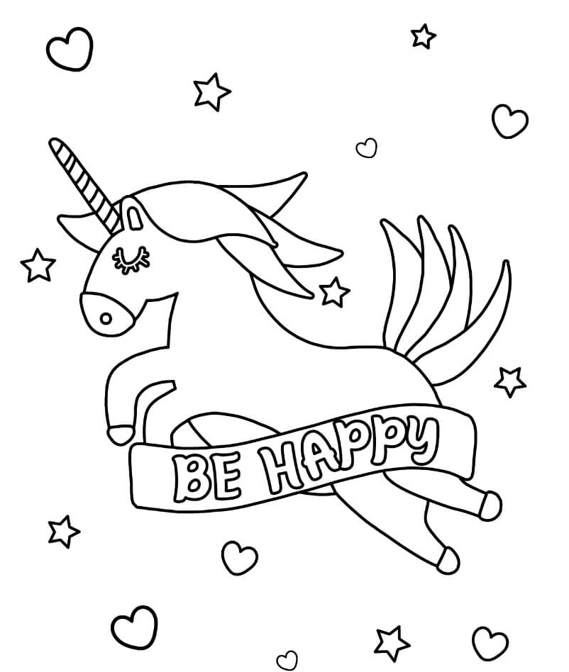 Unicorn Spreading Joy - Please Do Not Name It Happy Unicorn Coloring Page