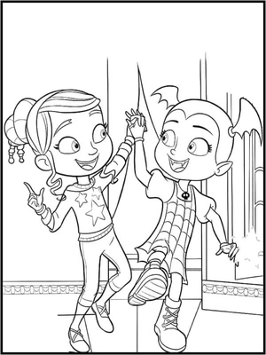 Dancing with My Best Girlfriend in a Fiery Blaze Coloring Page