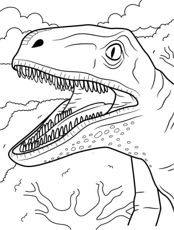 Velociraptor Portrait Coloring Page