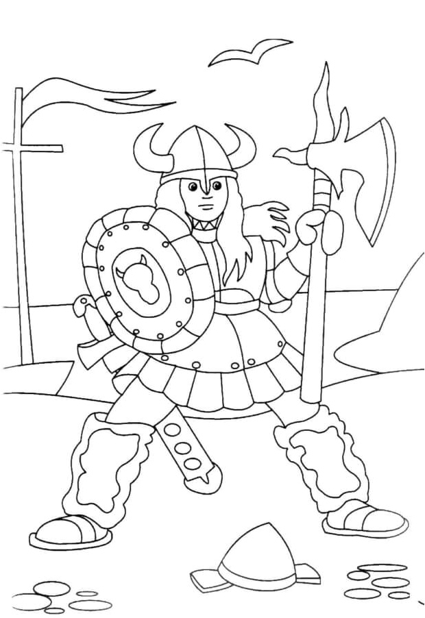 Warrior from the Viking era Coloring Page