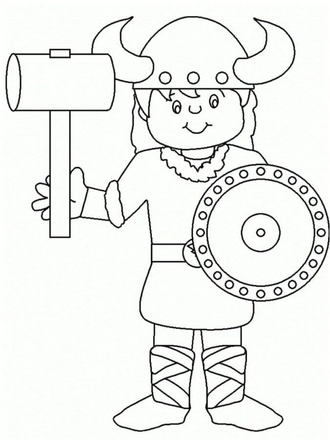 Youthful Norse Warrior Coloring Page