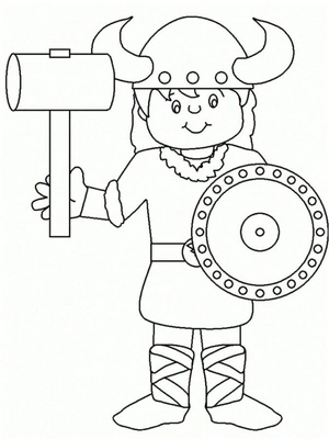Youthful Norse Warrior Coloring Page
