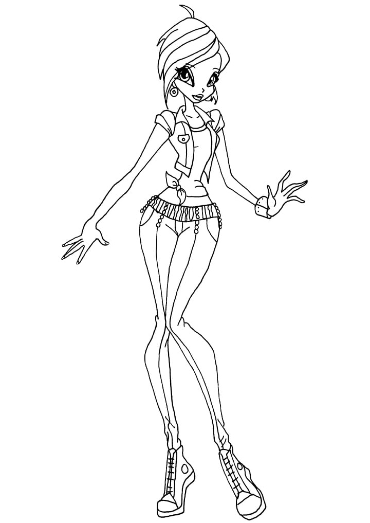 Free Printable Coloring Page of Tecna from Winx Club Coloring Page