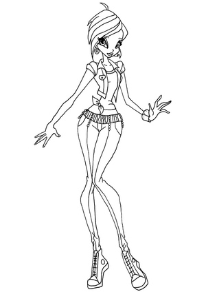 Free Printable Coloring Page of Tecna from Winx Club