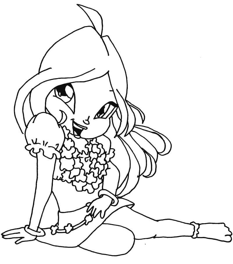 Sweet Flora from the Winx Club Coloring Page