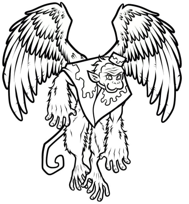 Bastinda's faithful assistant is the flying monkey Coloring Page
