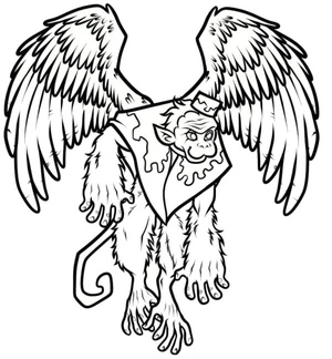 Bastinda's faithful assistant is the flying monkey Coloring Page