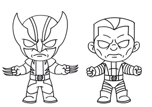 Wolverine and Colossus - Coloring Page