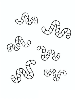 Worms Group of Six Coloring Page